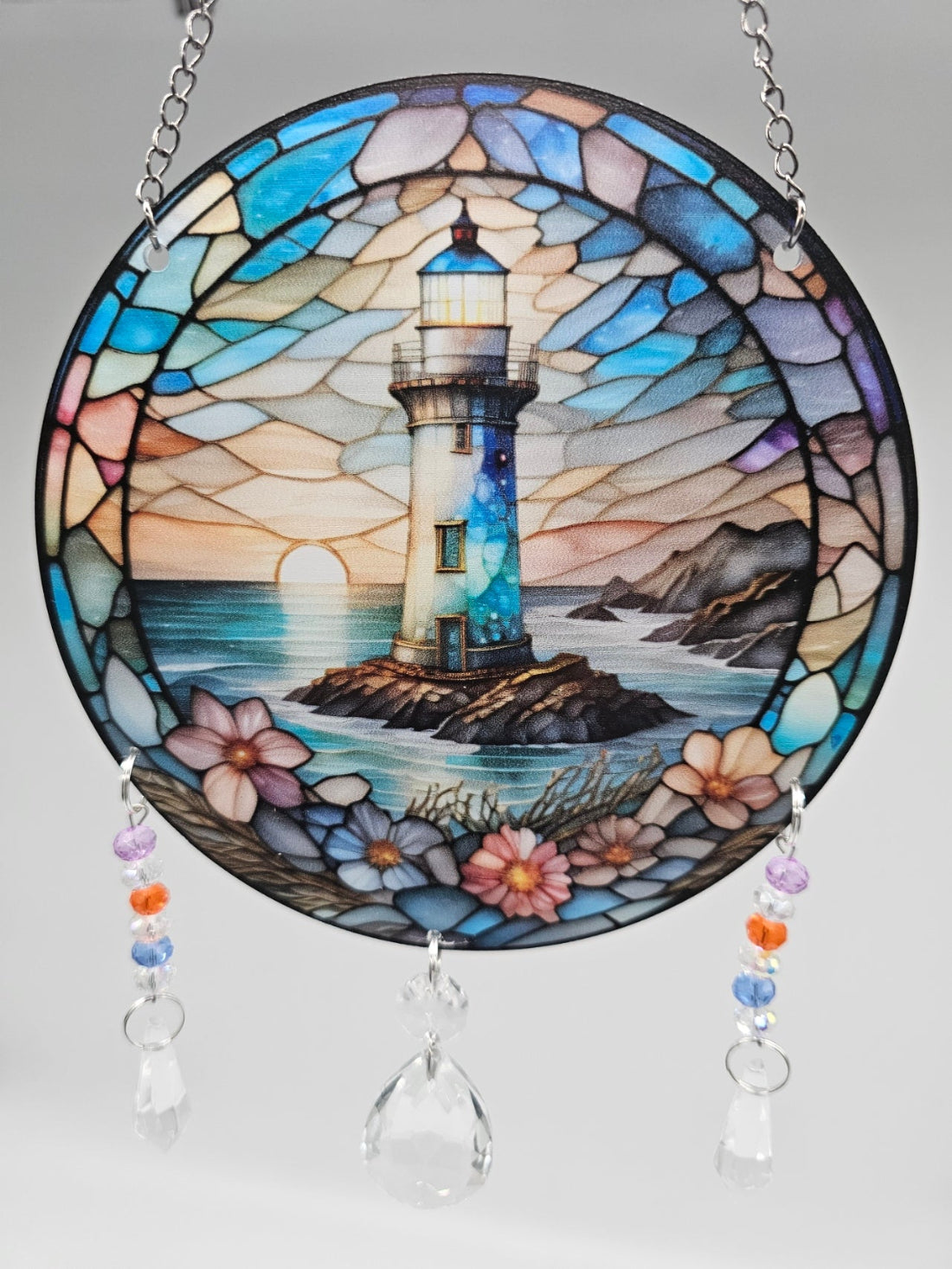 Acrylic Stained Glass Lighthouse Suncatcher