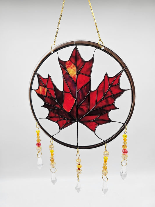 Round Maple Leaf Suncatcher