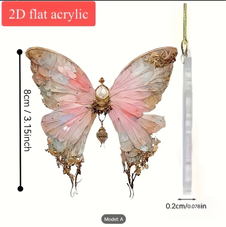 Acrylic Elegant 2D Pink Butterfly