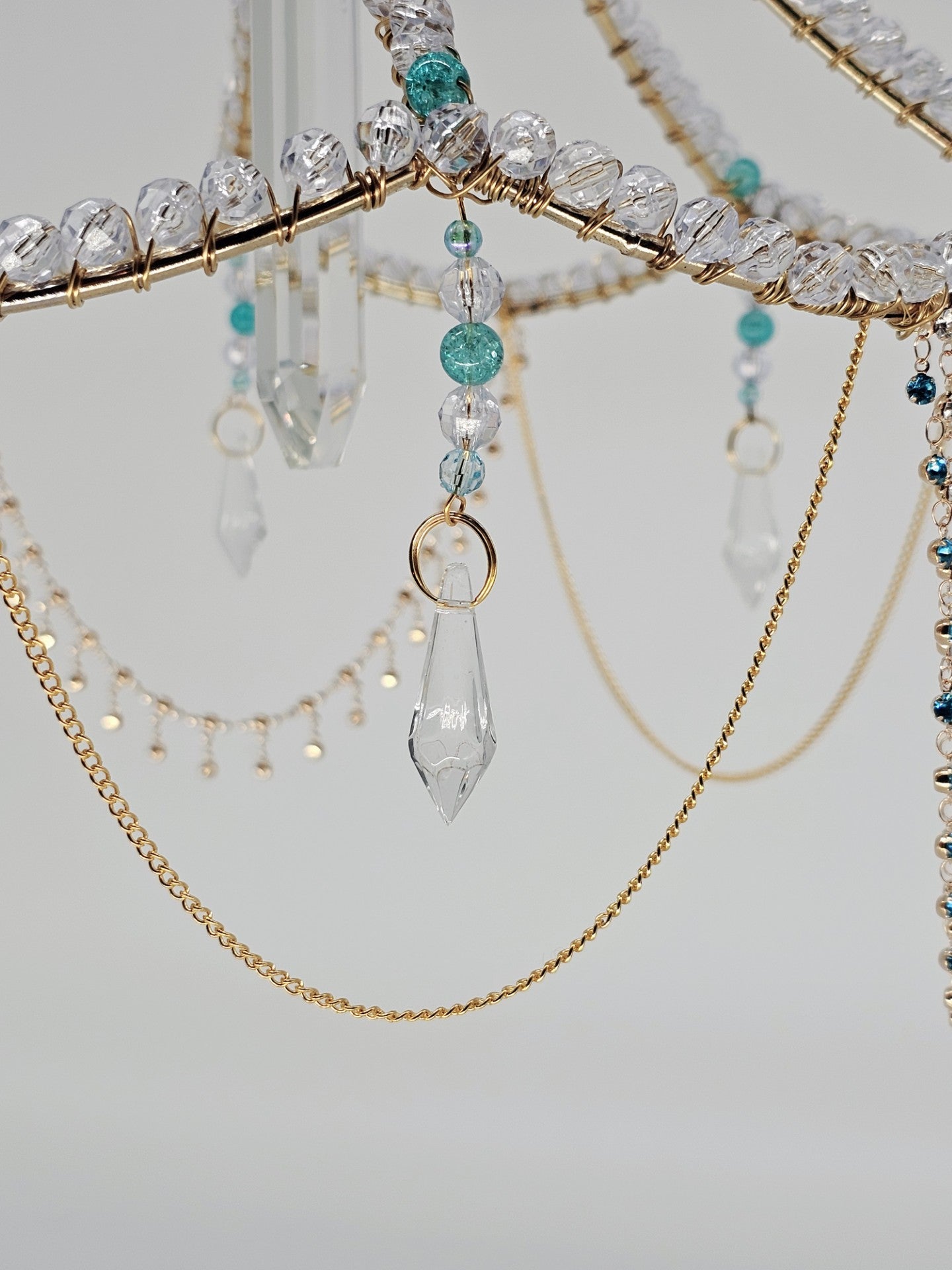 Turquoise and Clear Beaded Lampshade